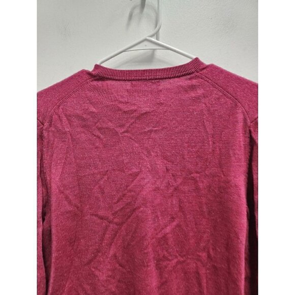 Joseph Abboud Mens Extra Fine Merino Wool Sweater Large Maroon V-Neck Pullover - Picture 7 of 7